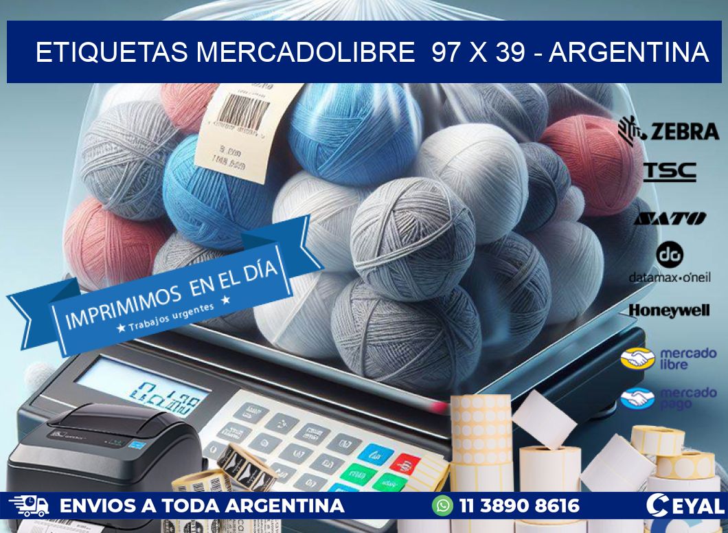 ETIQUETAS MERCADOLIBRE  97 x 39 - ARGENTINA