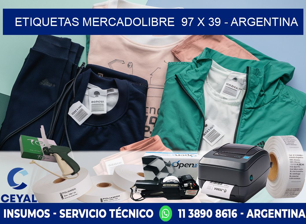 ETIQUETAS MERCADOLIBRE  97 x 39 - ARGENTINA